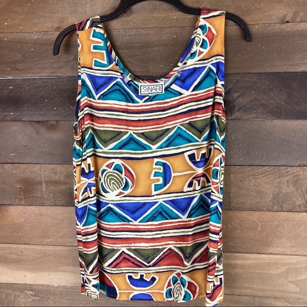 2/$30 Synari Tribal Print boho Tank Large - Picture 3 of 3
